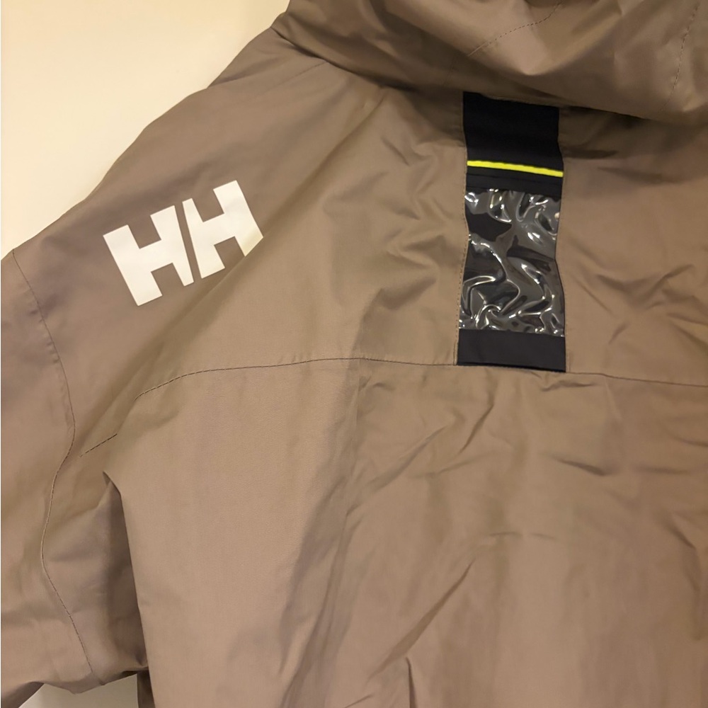 Helly Hansen Men's Taupe Hooded Rain Jacket - Picture 5 of 7